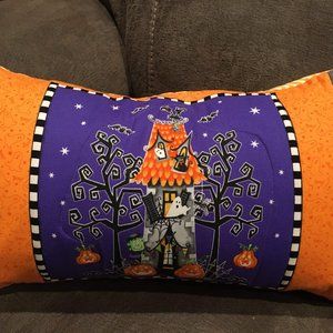 October Halloween Haunted Ghost House Pillow